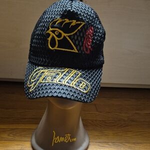 Gallo Black Mesh Cap with Yellow and Red Embroidery